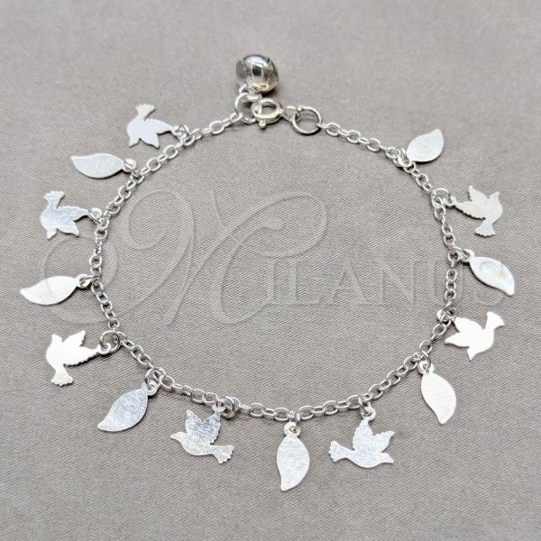 Sterling Silver Fancy Bracelet, Bird Design, Polished, Silver Finish, 03.409.0142.07