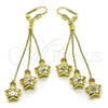 Oro Laminado Long Earring, Gold Filled Style Star Design, Golden Finish, 5.079.001