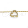 Oro Laminado Pendant Necklace, Gold Filled Style Heart Design, with White Micro Pave, Polished, Golden Finish, 04.156.0131.20