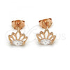 Sterling Silver Stud Earring, with White Cubic Zirconia, Polished, Rose Gold Finish, 02.285.0046