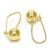 Oro Laminado Leverback Earring, Gold Filled Style Ball Design, Polished, Golden Finish, 02.168.0034