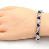 Rhodium Plated Tennis Bracelet, with Sapphire Blue and White Cubic Zirconia, Polished, Rhodium Finish, 03.210.0068.8.08