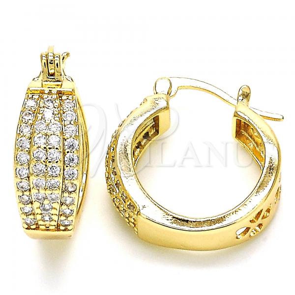 Oro Laminado Small Hoop, Gold Filled Style with White Cubic Zirconia, Polished, Golden Finish, 02.210.0273.20