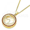 Oro Laminado Pendant Necklace, Gold Filled Style Heart Design, with Garnet Micro Pave, Polished, Golden Finish, 04.156.0334.2.20