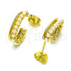 Oro Laminado Stud Earring, Gold Filled Style with Ivory Pearl, Polished, Golden Finish, 02.379.0060