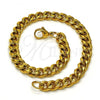 Stainless Steel Basic Bracelet, Miami Cuban Design, Polished, Golden Finish, 03.256.0023.08