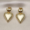 Oro Laminado Stud Earring, Gold Filled Style Heart Design, Polished, Golden Finish, 02.282.0019