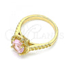 Oro Laminado Multi Stone Ring, Gold Filled Style with Pink Cubic Zirconia, Polished, Golden Finish, 01.284.0045.09