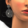 Rhodium Plated Long Earring, with Black Crystal, Black Enamel Finish, Rhodium Finish, 02.268.0036.1