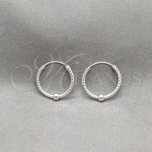 Sterling Silver Small Hoop, Ball Design, Polished, Silver Finish, 02.409.0047.18