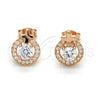 Sterling Silver Stud Earring, Cross Design, with White Cubic Zirconia, Polished, Rose Gold Finish, 02.285.0074