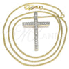 Oro Laminado Pendant Necklace, Gold Filled Style Cross Design, with White Cubic Zirconia, Polished, Golden Finish, 04.284.0026.18