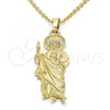 Oro Laminado Religious Pendant, Gold Filled Style San Judas Design, Polished, Golden Finish, 05.213.0043