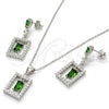 Sterling Silver Earring and Pendant Adult Set, with Green and White Cubic Zirconia, Polished, Rhodium Finish, 10.175.0030.2