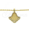 Oro Laminado Pendant Necklace, Gold Filled Style with White Crystal, Polished, Golden Finish, 04.26.0017.18