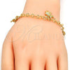 Oro Laminado Charm Bracelet, Gold Filled Style Elephant Design, Diamond Cutting Finish, Golden Finish, 03.63.1790.07
