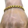 Stainless Steel Necklace and Bracelet, Curb Design, Polished, Golden Finish, 06.256.0009