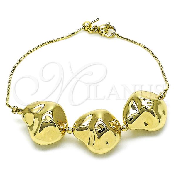 Oro Laminado Fancy Bracelet, Gold Filled Style Box and Ball Design, Polished, Golden Finish, 03.63.2295.08