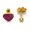 Stainless Steel Stud Earring, Heart Design, with Ruby Crystal, Polished, Golden Finish, 02.271.0022.5