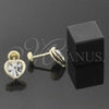 Oro Laminado Stud Earring, Gold Filled Style Heart Design, with Garnet Crystal, Golden Finish, 02.09.0028