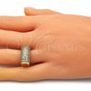 Oro Laminado Multi Stone Ring, Gold Filled Style with White Micro Pave, Polished, Golden Finish, 01.346.0009.08