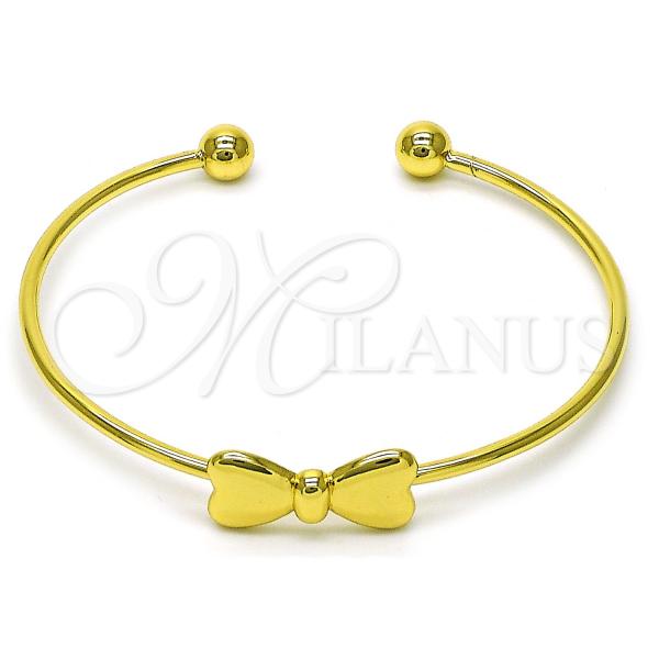 Oro Laminado Individual Bangle, Gold Filled Style Bow Design, Polished, Golden Finish, 07.341.0064