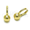 Oro Laminado Huggie Hoop, Gold Filled Style Ball Design, Polished, Golden Finish, 02.213.0794.16