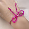 Oro Laminado Adjustable Bolo Bracelet, Gold Filled Style Bow Design, with Fuchsia Crystal, Purple Golden Finish, 03.362.0028.07