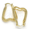 Oro Laminado Small Hoop, Gold Filled Style Heart Design, Diamond Cutting Finish, Golden Finish, 02.261.0024.25