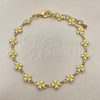 Oro Laminado Fancy Bracelet, Gold Filled Style Four-leaf Clover Design, White Enamel Finish, Golden Finish, 03.386.0009.07