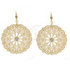 Oro Laminado Dangle Earring, Gold Filled Style Flower and Filigree Design, with White Cubic Zirconia, Polished, Golden Finish, 73.003