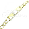 Oro Laminado ID Bracelet, Gold Filled Style Curb Design, Polished, Golden Finish, 03.213.0131.08