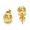 Oro Laminado Stud Earring, Gold Filled Style Diamond Cutting Finish, Golden Finish, 02.100.0061