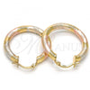 Oro Laminado Medium Hoop, Gold Filled Style Hollow Design, Diamond Cutting Finish, Tricolor, 5.139.019.1.30