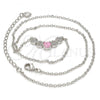 Rhodium Plated Pendant Necklace, with Pink and White Cubic Zirconia, Polished, Rhodium Finish, 04.213.0035.1.16
