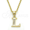 Oro Laminado Fancy Pendant, Gold Filled Style Initials Design, with White Cubic Zirconia, Polished, Golden Finish, 05.26.0024