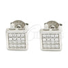 Sterling Silver Stud Earring, with White Cubic Zirconia, Polished, Rhodium Finish, 02.369.0020