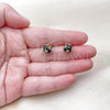 Oro Laminado Stud Earring, Gold Filled Style Ball Design, with Black Cubic Zirconia, Polished, Golden Finish, 02.342.0360