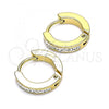 Stainless Steel Huggie Hoop, with White Crystal, Polished, Golden Finish, 02.230.0070.1.12