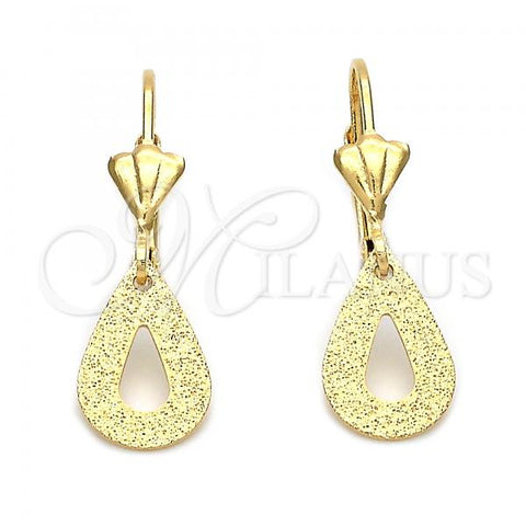 Oro Laminado Dangle Earring, Gold Filled Style Teardrop Design, Matte Finish, Golden Finish, 5.086.009