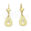 Oro Laminado Dangle Earring, Gold Filled Style Teardrop Design, Matte Finish, Golden Finish, 5.086.009