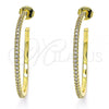 Oro Laminado Stud Earring, Gold Filled Style with White Micro Pave, Polished, Golden Finish, 02.341.0092