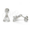 Sterling Silver Stud Earring, Eiffel Tower Design, with White Cubic Zirconia, Polished, Rhodium Finish, 02.186.0115