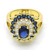 Oro Laminado Multi Stone Ring, Gold Filled Style with Sapphire Blue and White Cubic Zirconia, Polished, Golden Finish, 01.266.0024.3.08 (Size 8)