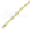 Oro Laminado Fancy Bracelet, Gold Filled Style Four-leaf Clover Design, Polished, Golden Finish, 03.326.0015.07