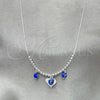 Sterling Silver Fancy Necklace, Snake  and Ball Design, with Blue Topaz Crystal, Polished, Silver Finish, 04.402.0003.18