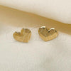 Oro Laminado Stud Earring, Gold Filled Style Heart Design, Polished, Golden Finish, 02.02.0493