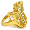 Oro Laminado Multi Stone Ring, Gold Filled Style Butterfly Design, with White Crystal, Polished, Golden Finish, 01.241.0017.08 (Size 8)