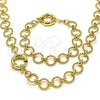 Oro Laminado Necklace and Bracelet, Gold Filled Style Rolo and Twist Design, Polished, Golden Finish, 06.415.0006