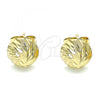 Oro Laminado Stud Earring, Gold Filled Style Diamond Cutting Finish, Golden Finish, 02.100.0055.1